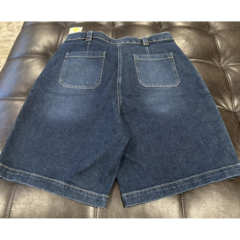 Boden Women US 12 Bermuda Mom Jean Long Shorts Indigo Blue R0112 DVN